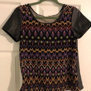 Faux leather sleeve top